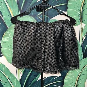 Metallic mesh shorts